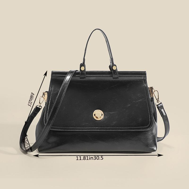 Women's Versatile Retro Briefcase Handbag: Large Capacity Crossbody for Daily Commutes
