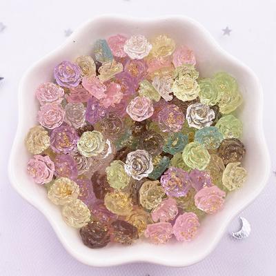 100 sztuk 8mm żywica złota folia róża Flatback kwiat Rhinestone klejnoty księga gości ozdoby ślubne aplikacja rzemiosło DIY Nail Art
