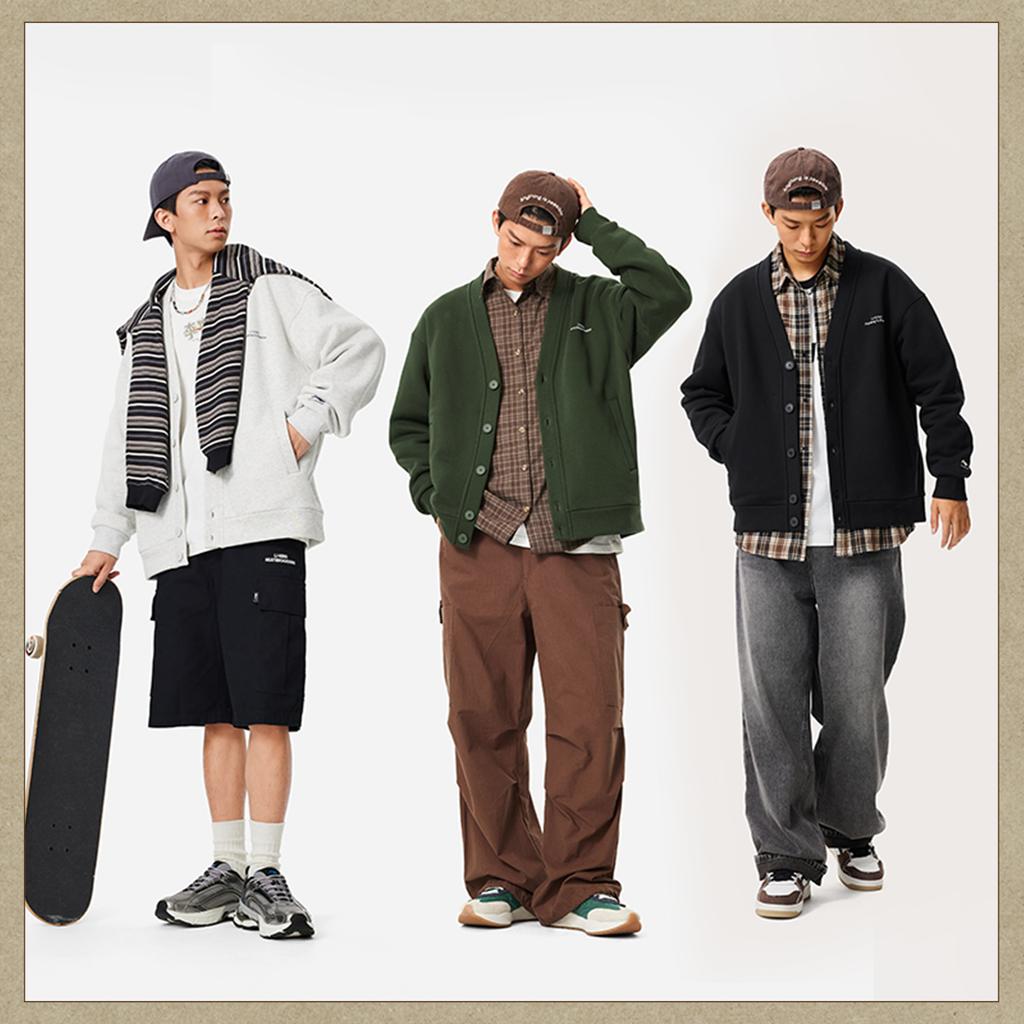 Li-Ning Comfortable Casual Solid Color Warm Fleece Versatile Jacket Unisex Jackets Black AWDUA15-4