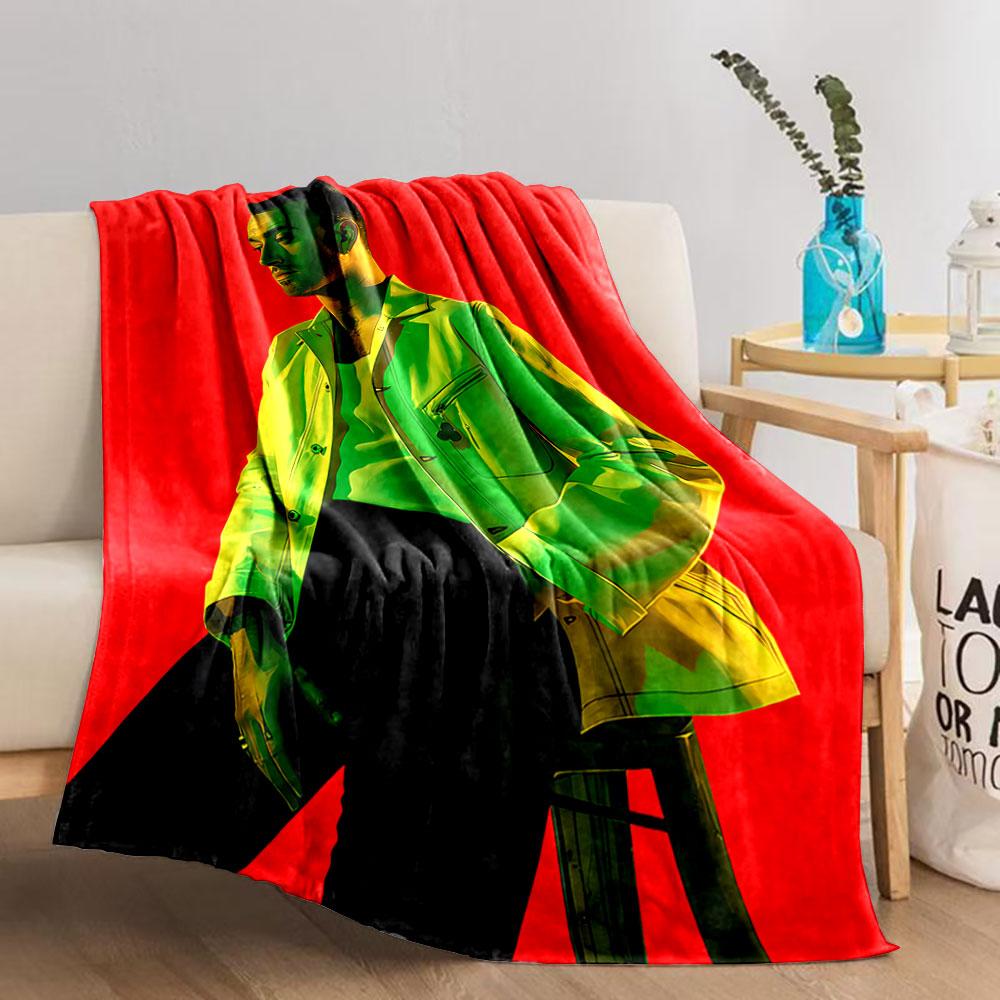 Stylish Man On Red Background for All Seasons Blanket Lunch Break Throw Gift