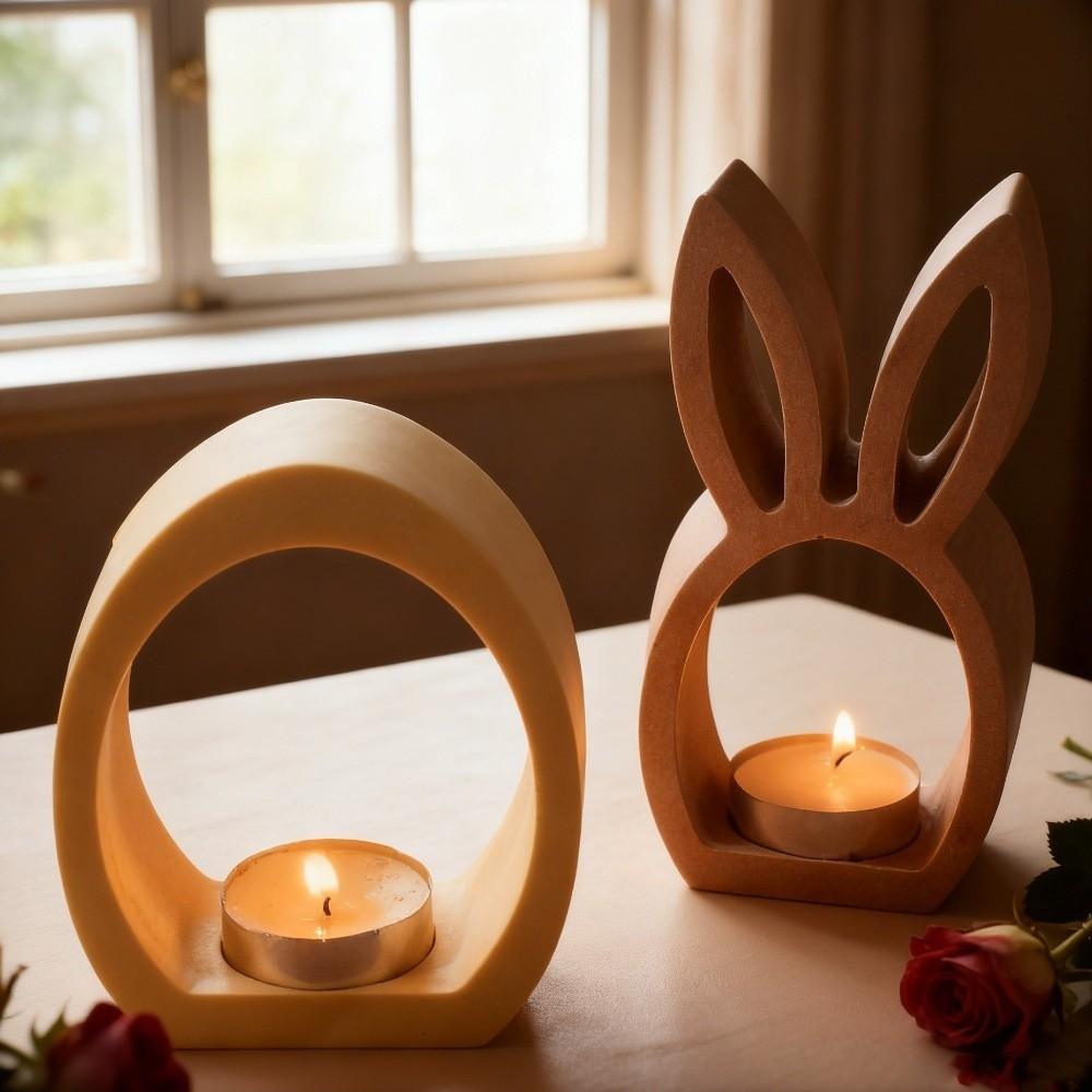 Reusable Easter Rabbit Mold Handicrafts Tea Light Cup Holder  Easter Decoration