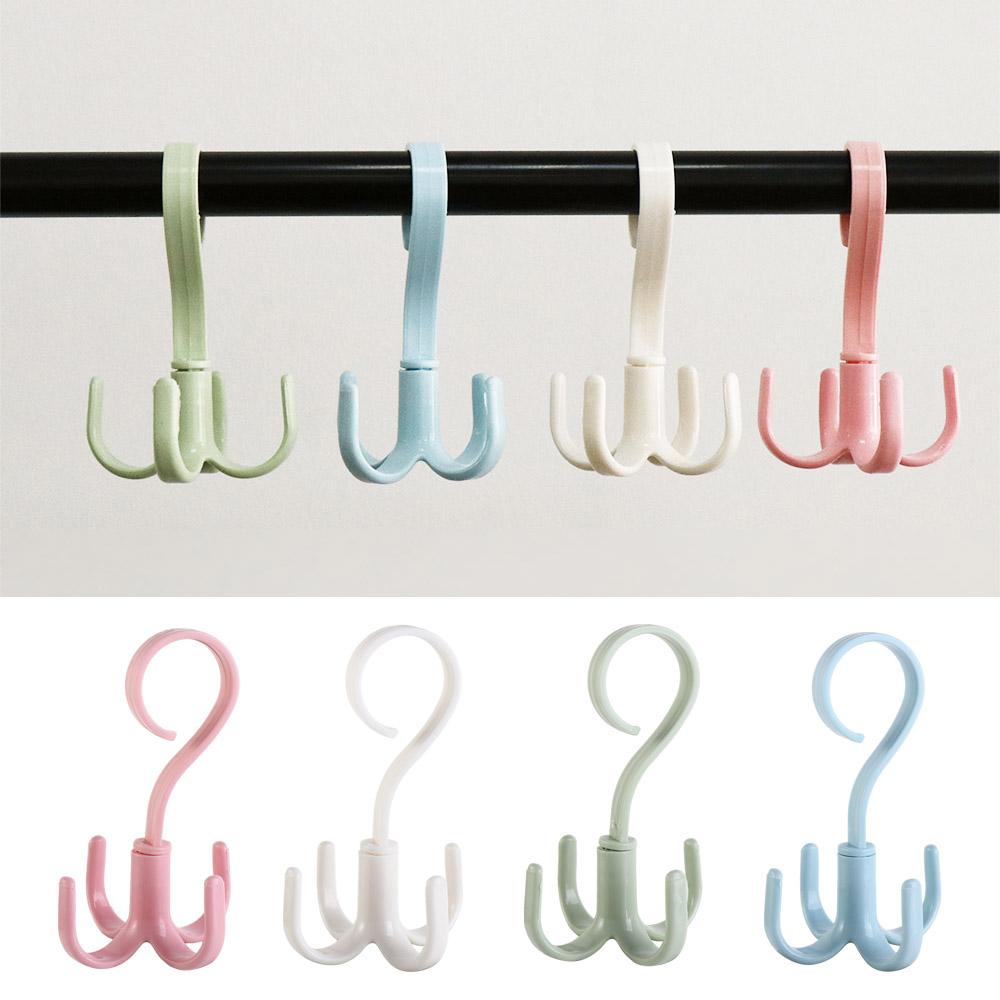 Space Saving Rotatable Hanger Hooks Plastic Spinner Hanger Bag Hanger Four Claw Hooks  Home