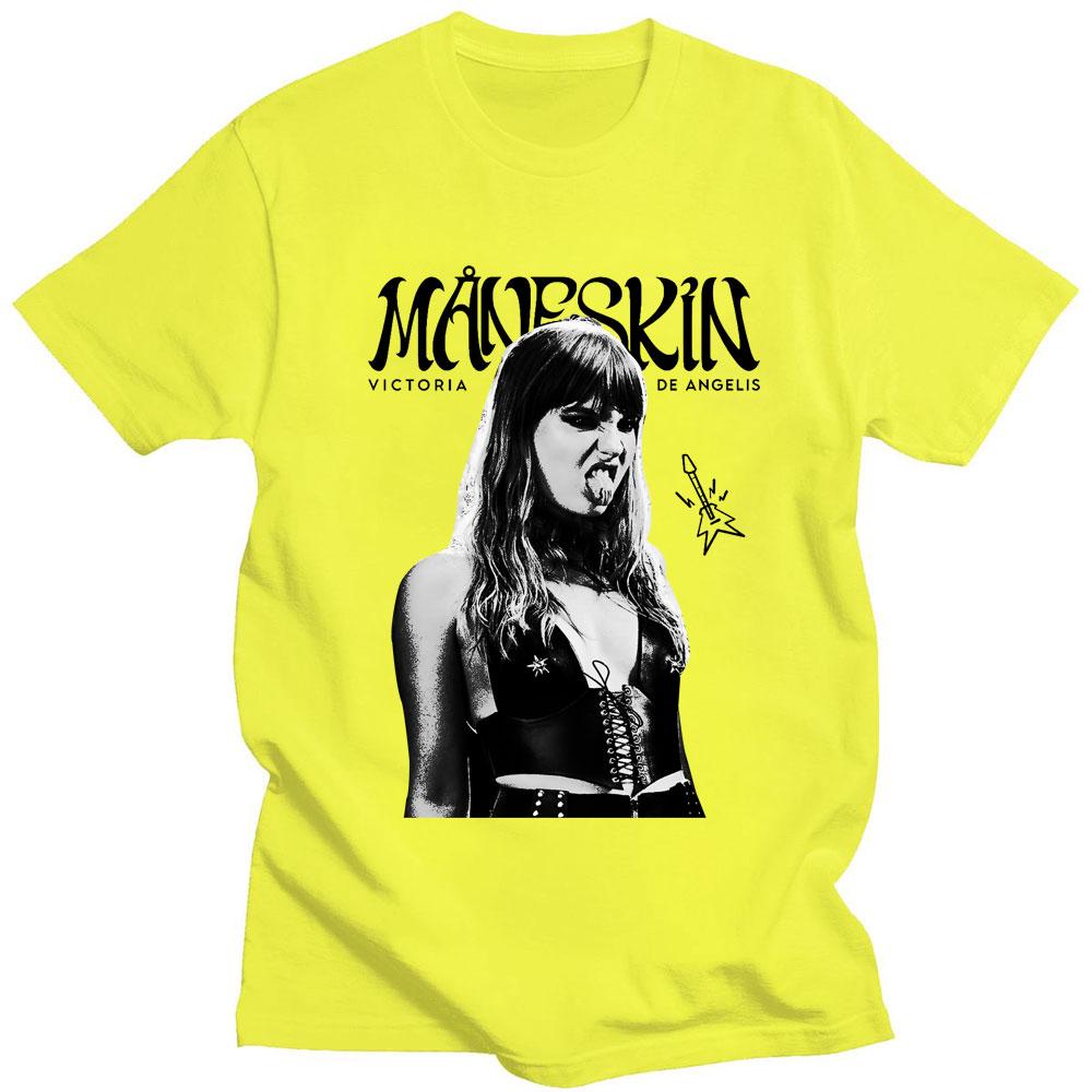 Rock Band Maneskin T Shirt Victoria De Angelis Print Unisex Cotton Cool Harajuku Gothic T Shirts Loose Y2k Casual Street T-shirt