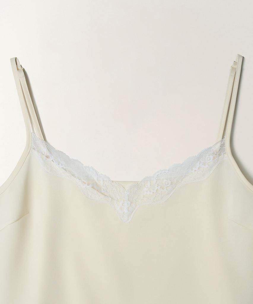 TTUDEMENT Satin Lace Blouse Top_Cream