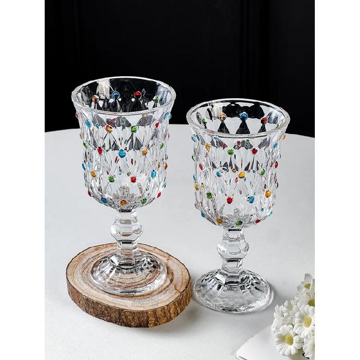 Elegant Glass Champagne Cup Set Creative Hand-Painted High-Aesthetic Value Red Wine Glasses French Style Beverage Accessories