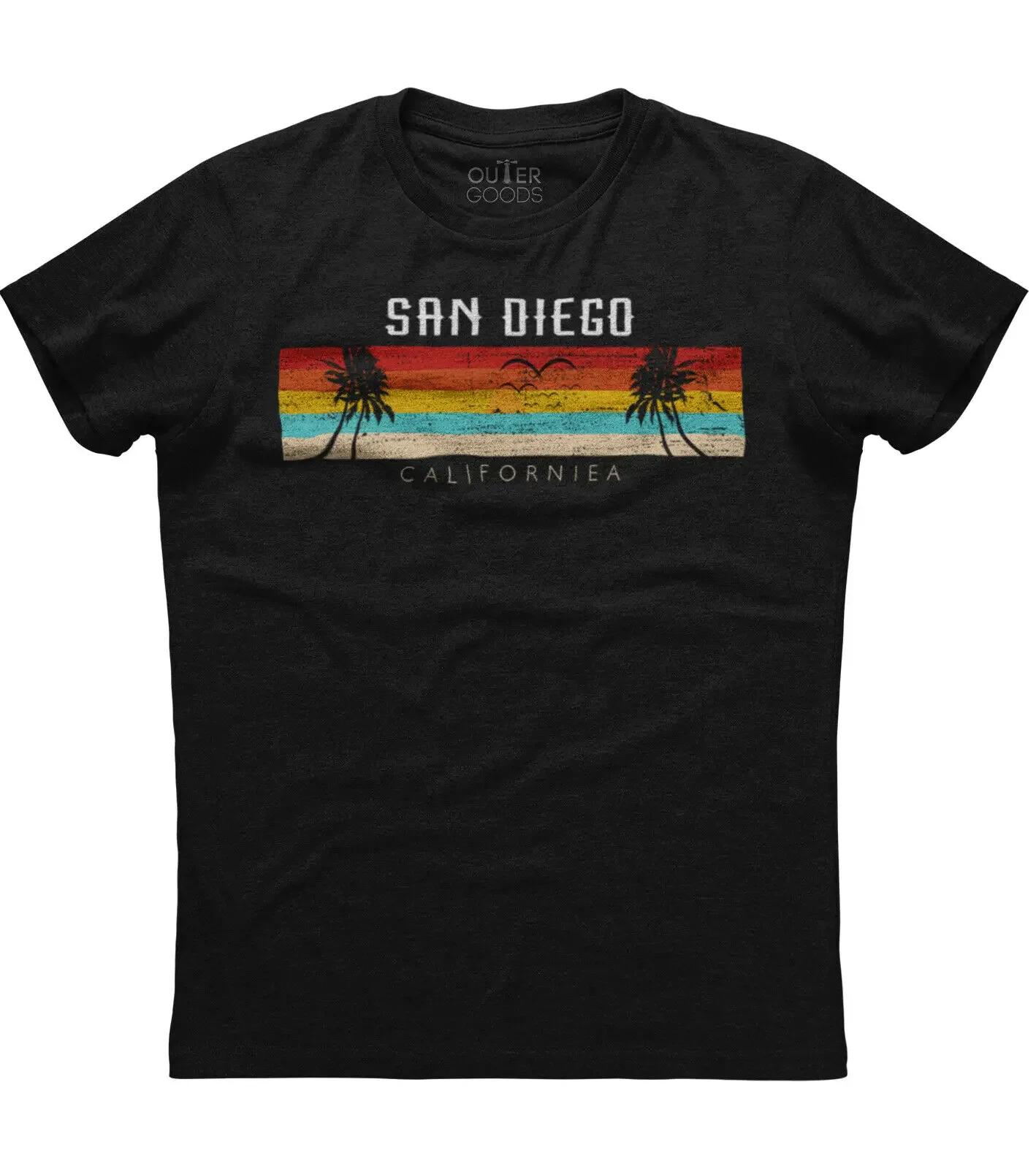 Vintage San Diego California Retro Design Unisexs Short Sleeve Cotton Black Tshirt S