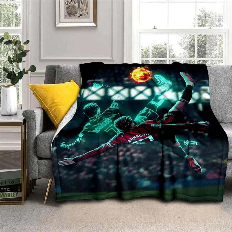 Pătură de flanel cu model Cristiano R-Ronaldo CR7, pătură multifuncțională pentru cadou de sărbători Pături calde și moi toate anotimpurile