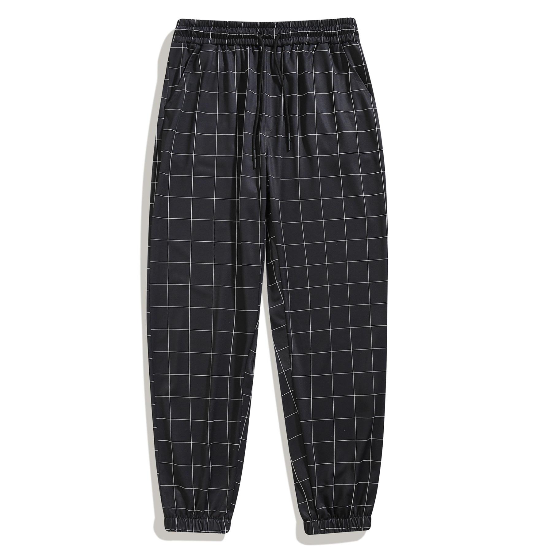 

New Spring And Autumn Men S Sports And Leisure Quick-Drying Plaid Pants Men Comfortable Solid Color Casual Pants Men S чорний