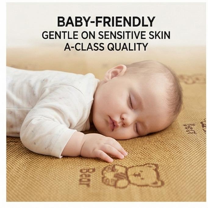 Breathable Cool Touch Washable Ice Silk Rattan Cooling Mat Soft Summer Bed Sheet Fitted Sheet for Kids Babies 150x200/180x200cm Home Use