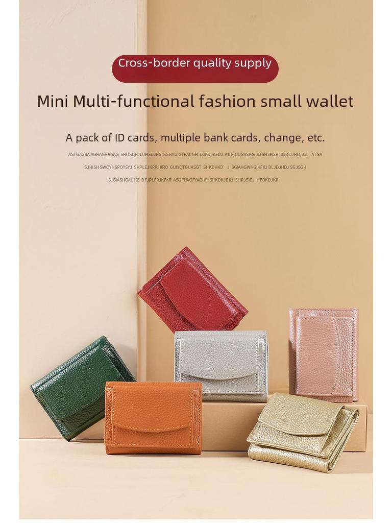 Japon Tarzı Kadın İnek Derisi Cüzdan - Kısa Deri Bozuk Para Kesesi