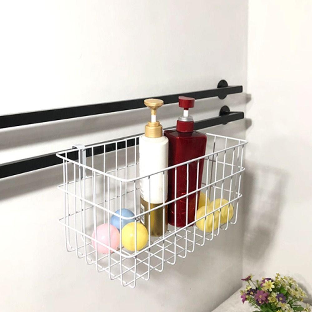 Punching-free Under-Desk Storage Basket Adjustable Iron Desk Beside Shelf Grid Hanging Grid Rack Desk Organization