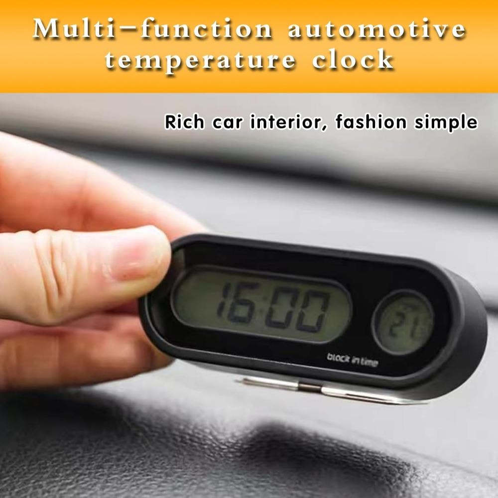 Reloj digital para coche con pantalla de temperatura - Reloj para salpicadero con luz de fondo LED y termómetro - Modo día/noche Reloj para interior de vehículo
