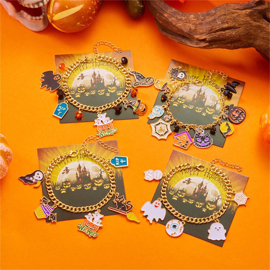Halloween Charm Bracelet Horror  Pumpkin Witch Hat   Bracelets for Women,Halloween Jewelry Cosplay Costume Accessories