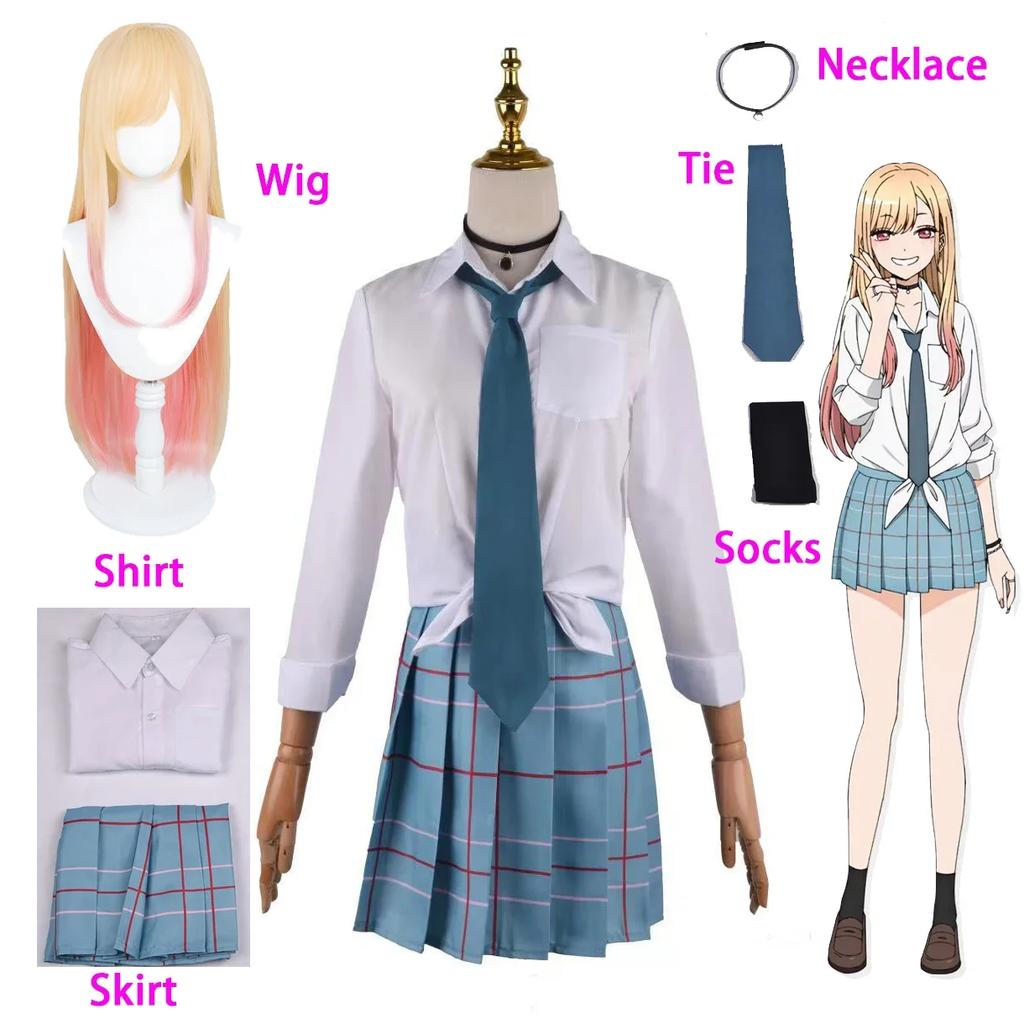 Marin Kitagawa Cosplay JK School Uniform Sailor Suit Dress Girls Maid Outfit Anime Cosplay Halloween Costume Wig Women
