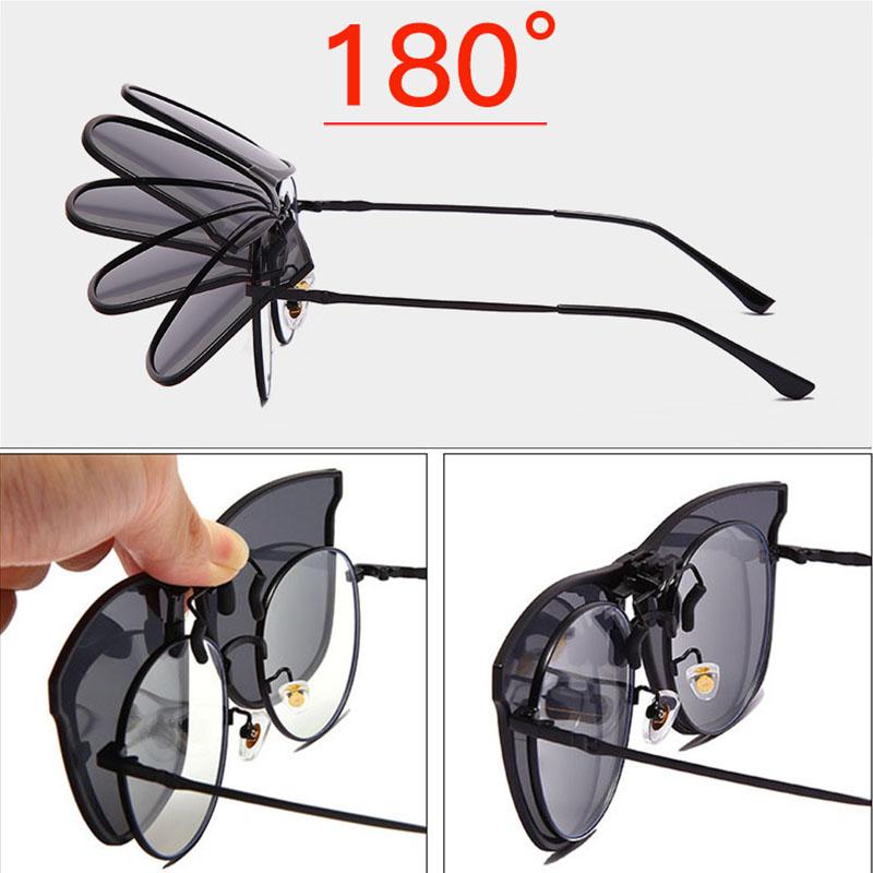 Trendy Unisex Polarized Unisex Ultra-light Clip On Driver Goggles Sunglasses Photochromic Flip Style Men Women