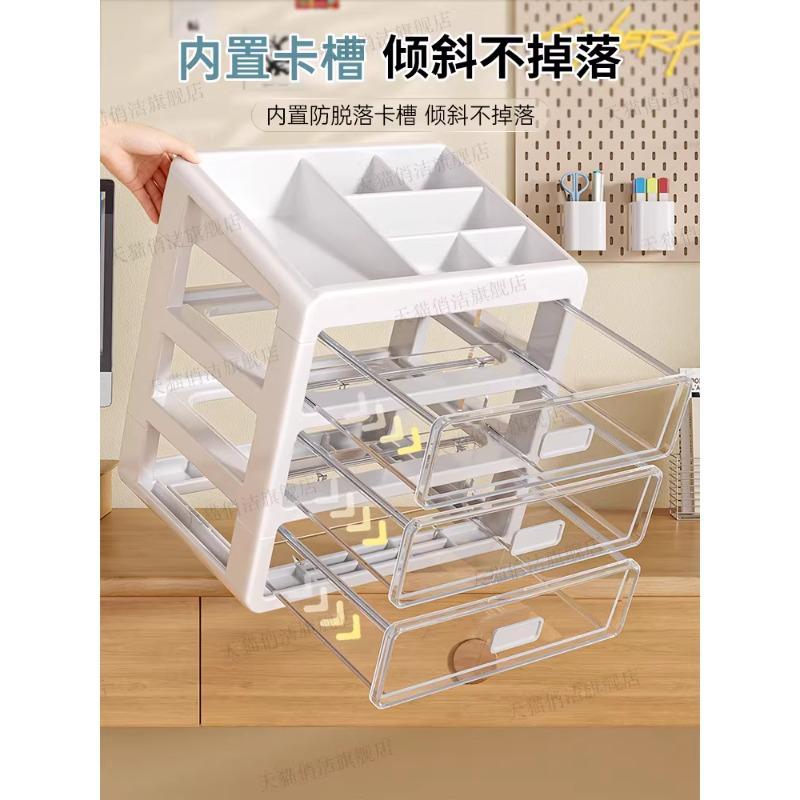 Drawer Desktop Storage Box Desk Stationery Storage Multifunctional Dustproof Large Capacity Office Shelf Utensils