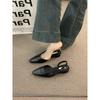 Low-heeled bag head sandals female gentle evening nude pointed lady thick heel empty temperament single shoes