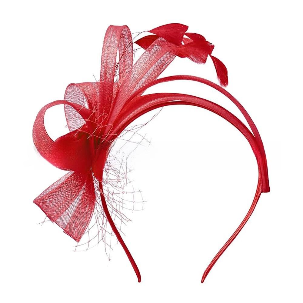 Fascia Vintage con Piume e Tessuto a Rete Elegante Accessorio per Capelli per Donne
