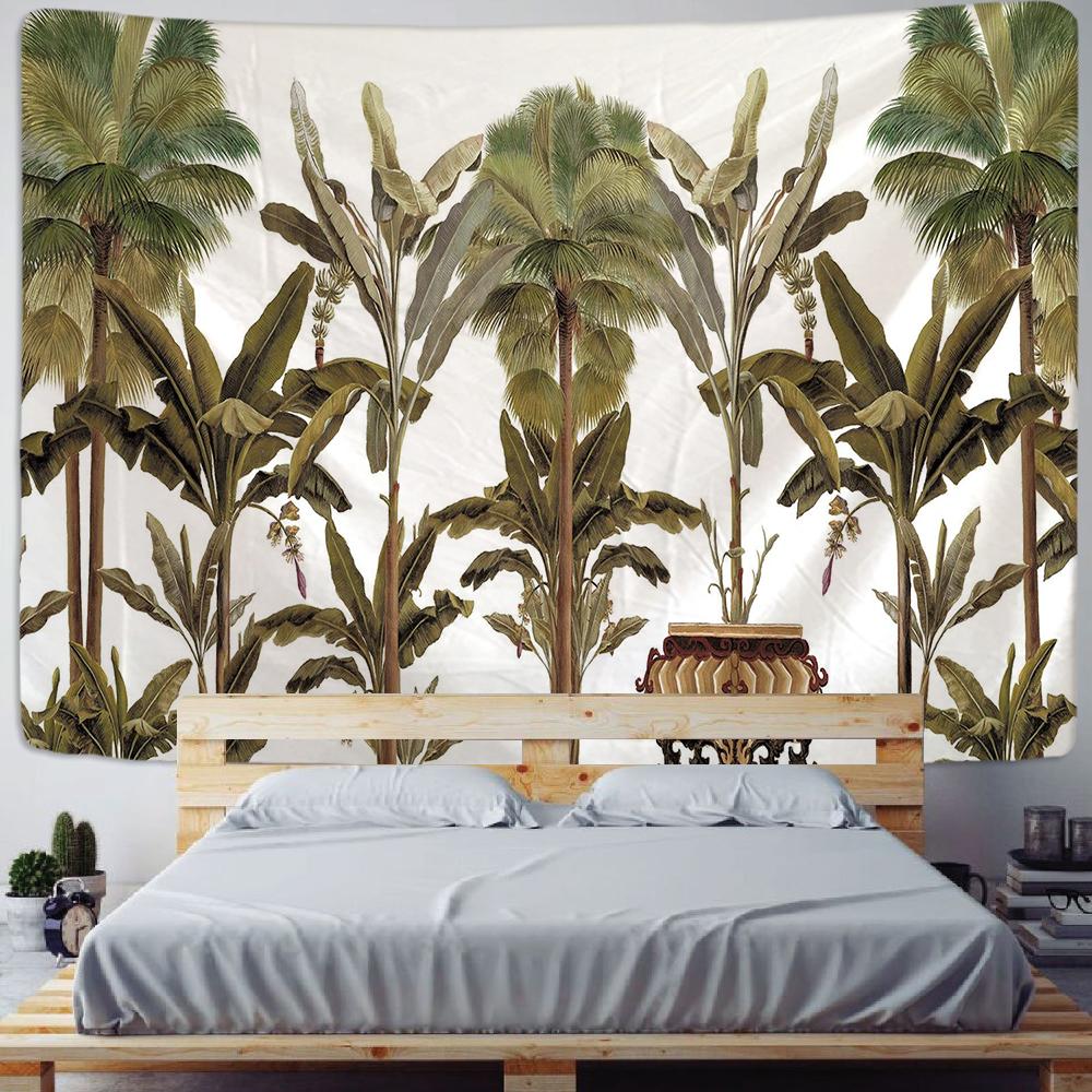 Tropical plant printed tapestry wall hanging Nordic ins home living room bedroom fabric  painting background decoration