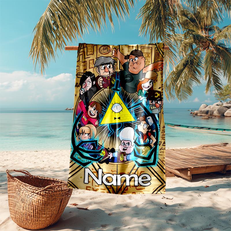 Personalized customized proof beach towel with Gravity Falls pattern - soft, absorbent,quick-drying,perfect swimming,camping&bathing