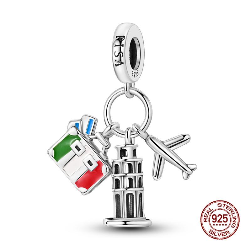 Original Charm Copper Landmark Building Series Charm Bead Fit 3Mm Original Bracelet For Women Diy Fine Jewelry Gift