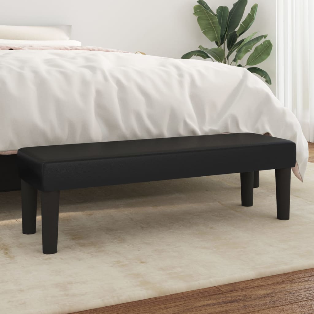 Black Bench 100 x 30 x 30 cm Faux Leather
