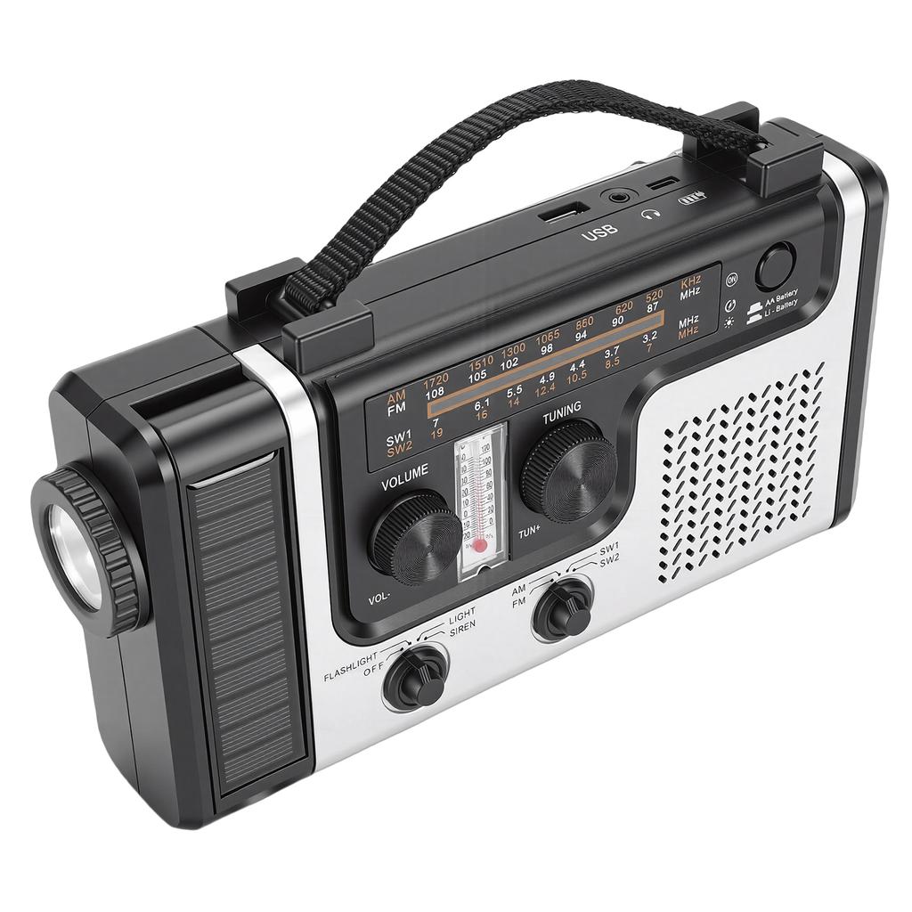 AM FM SW Portable Hand Crank Radio 1200mAh Emergency Solar Power Pocket Radio with Full Band Speaker Cell Phone Charger