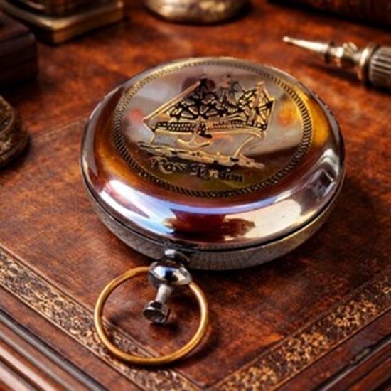 -Handmade Brass Pocket Compass, Push Button, Ross London