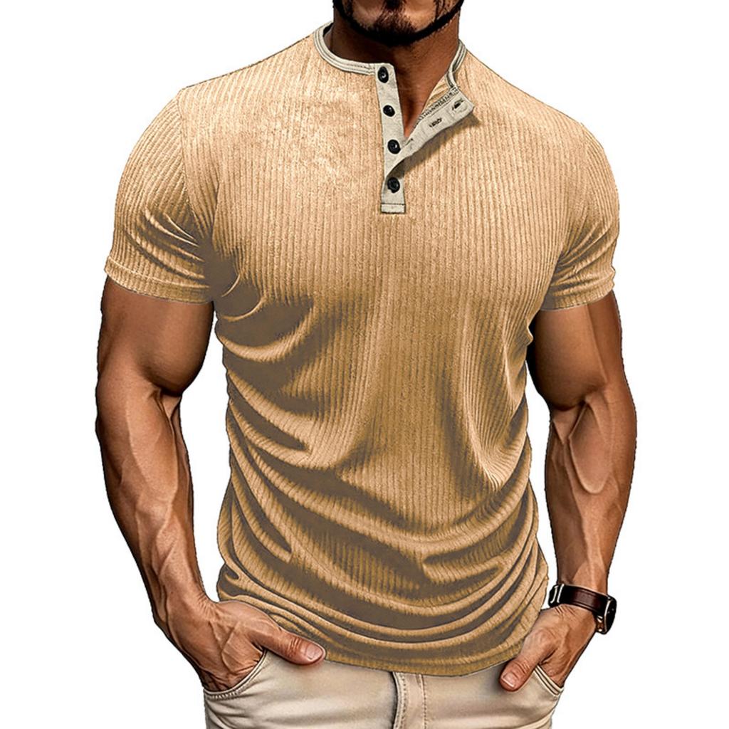 Men's Casual Stylish Textured Knitted Top - Men's Stretch Golf Sport Breathable Short-sleeved Shirt
