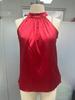 Autumn Satin Solid Color Off-the-Shoulder Halter Top for Women
