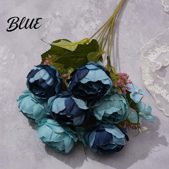 French Style Floral Decor 7 Heads Artificial Peony Flowers Vintage Fake Silk Flower Arrangements Wedding Bouquet Bouquets Decorations Table