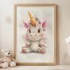 Poster Cute Unicorn In Pastel Colors Poster Cute Unicorn In Pastel Colors, 50X70 Cm, Gold Aluminum Frame, 230 Gs Matte Paper
