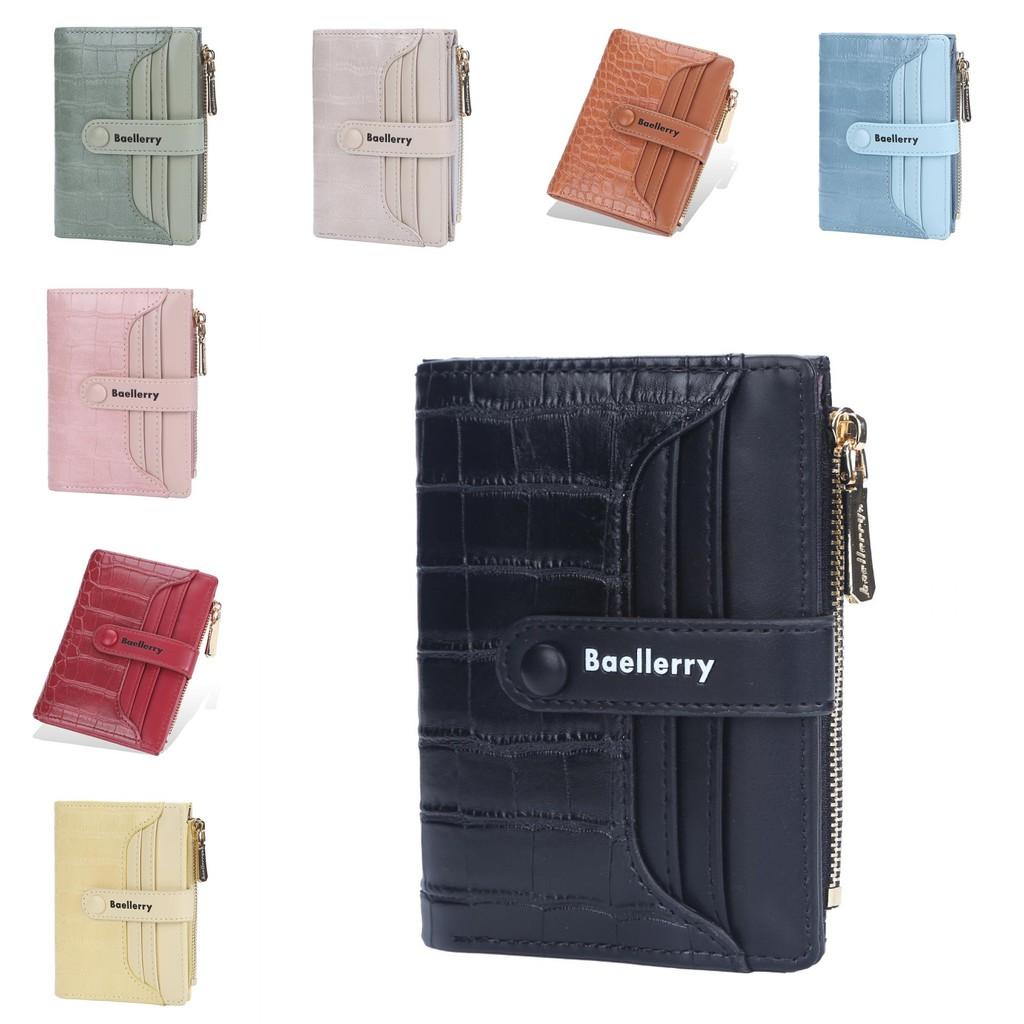 Pu Leather Womens Short Wallet With Two Fold Design And Multiple Card Slots