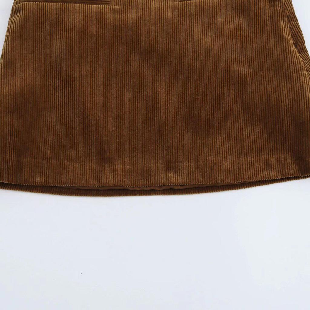 2024 Winter Women's European-American Style Corduroy Mid-Waist Mini Skirt