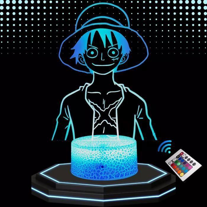 Lampe De Chevet 3D LED - One Piece - Luffy - Multicolore - Tactile - Décorative