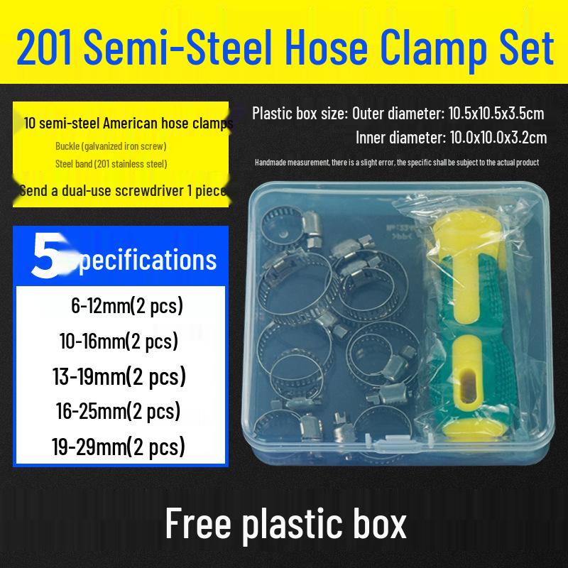 60-teiliges Set: 304 Edelstahl Amerikanische Schlauchschellen (6-38mm)