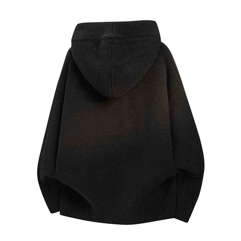 Men's Autumn Solid Color Hooded Knit Sweater - Casual Long Sleeve Warm Pullover for Teens