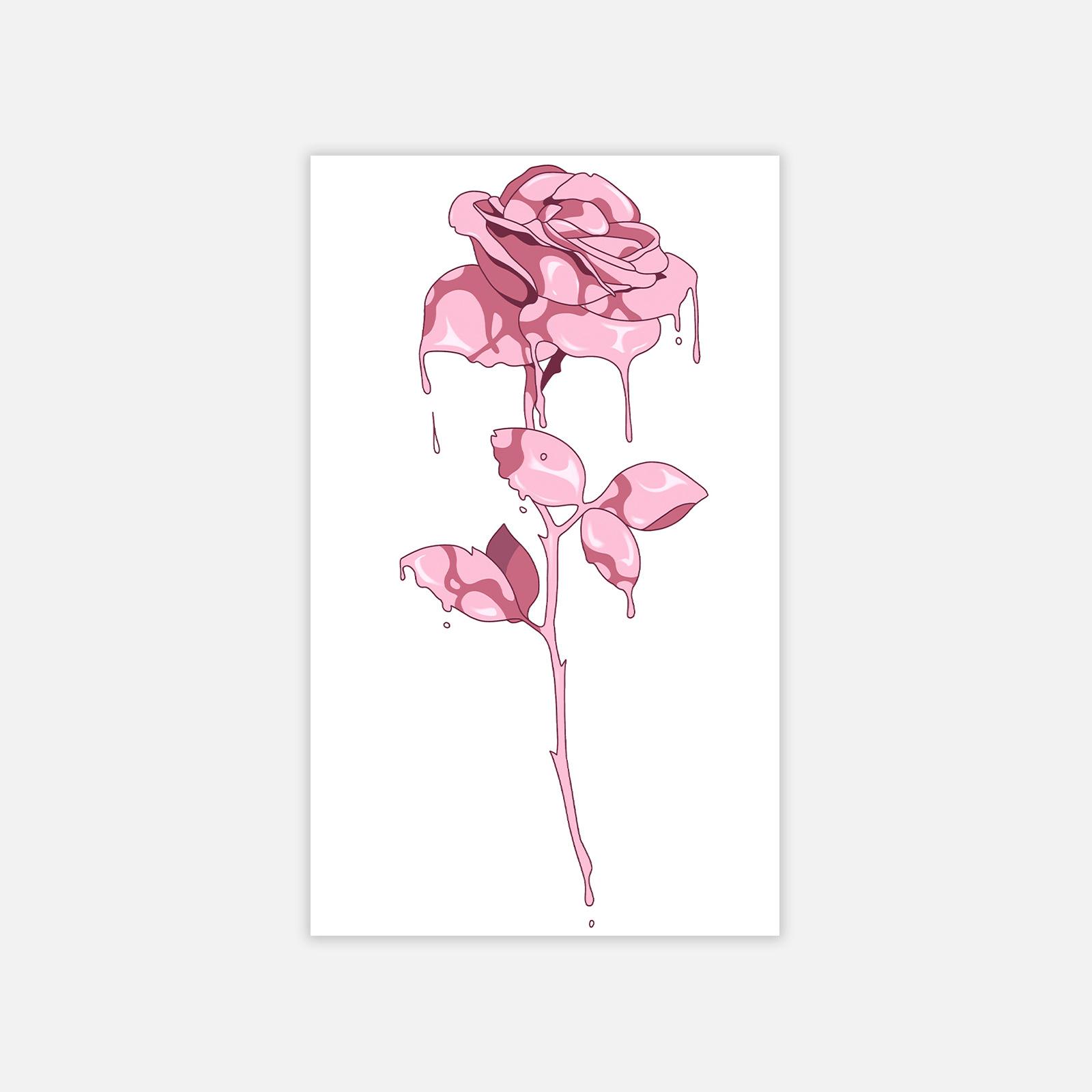 Pink Rose Tattoo Sticker Simple And Beautiful Small Fresh Tattoo Sticker 6*10