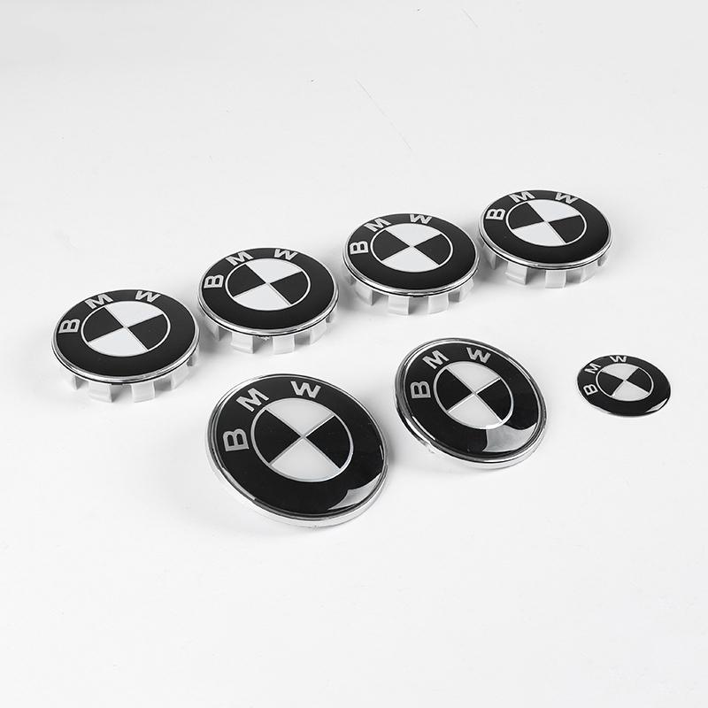 7Pcs Car Front Hood Emblem Wheel Hub Caps Black White Logo For BMW M Logo X1 X2 X3 X4 X5 X6 F48 F39 F10 F30 G11 E60 G01 E84 E83 CUR1