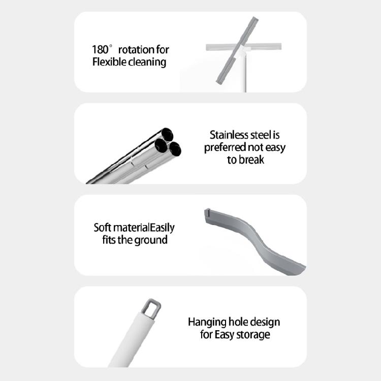 Ergonomic Bathroom Broom Silicone Floor Squeegee Scrubber For Tile Floor Space Saving Design Stable Construction