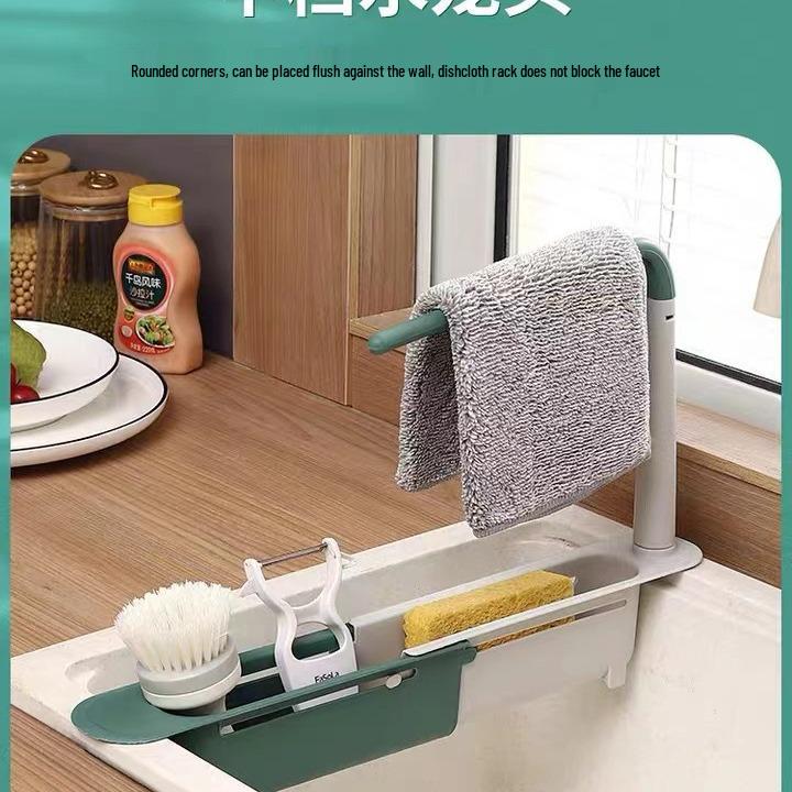 Retractable Kitchen Sink Utensil Drainer and Space-Saving Organizer Basket