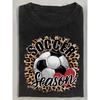 European Sizes Soccer Season Leopard Print Men's T-Shirt Soccer Ball And Heart Design for Spring And Fall Sports Fans Gift for Dad Or Brother1