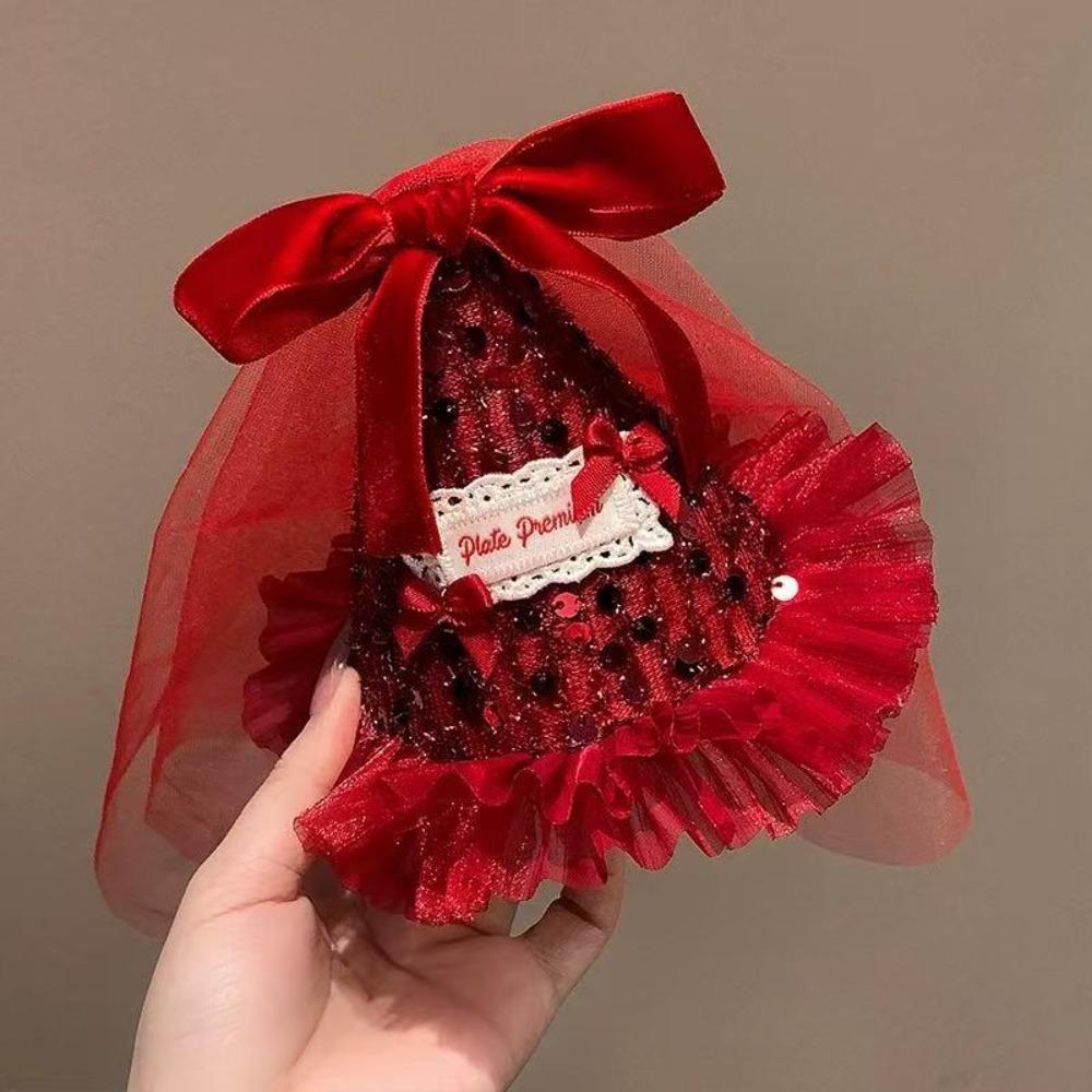 Sequin Birthday Hat Hairpin Mesh Sequined Hat Cute Birthday Crown  Children s красный