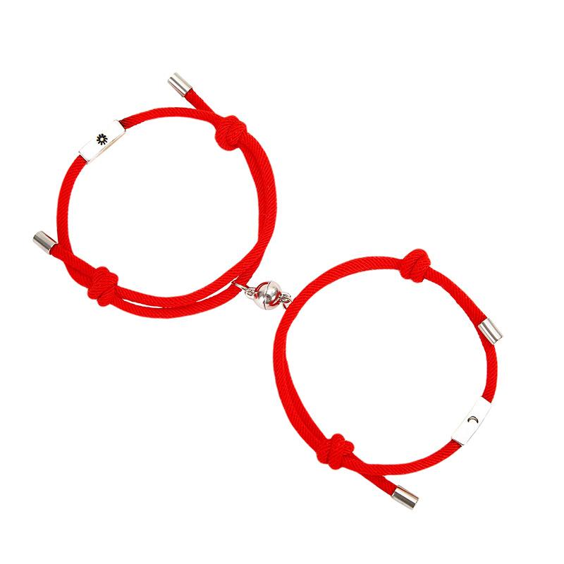 

Fashion 2pcs/pair Magnet Bracelet Couple Creative Sun Moon Distance Paired Braslet Adjustable Red String Brazalete Lovers Gift красный