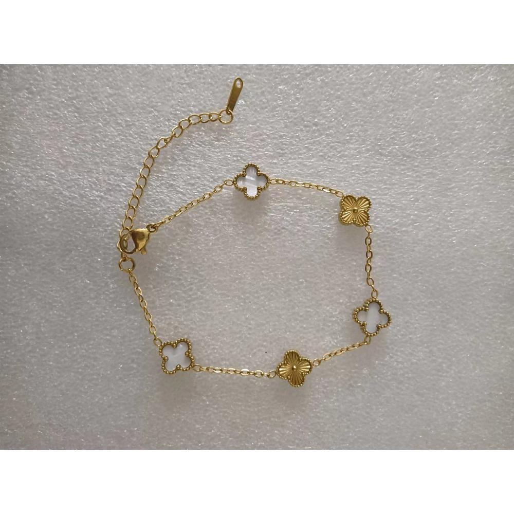 9mm Mini Version of The Lucky Four-leaf Clover Bracelet Double-sided Mother-of-pearl Radium Flower 18K Hundred Fashion Bracelet