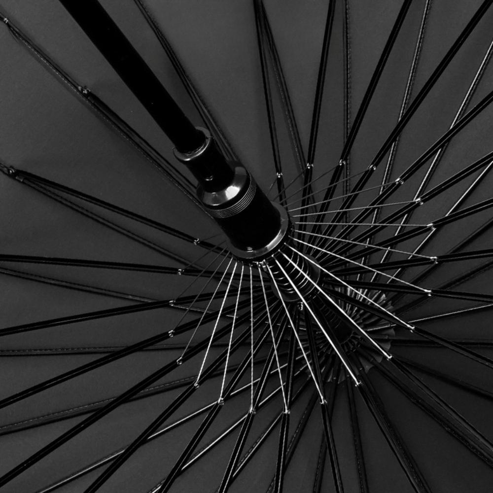 Long Handle Umbrella Large Automatic Umbrellas 24-Bone Solid Wood Handle Sturdy Wind Resistant Reinforcement Rainstorm Umbrella