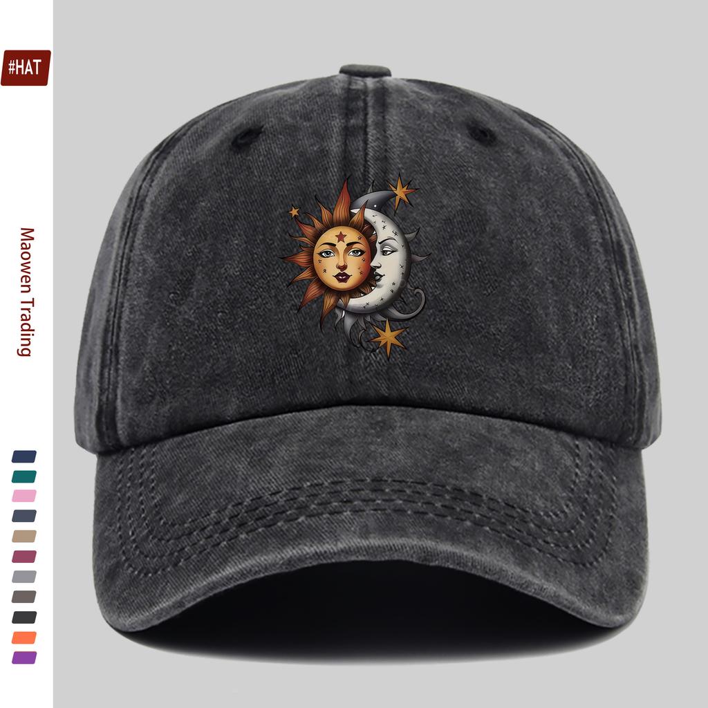 Pc Sun Moon Stars Pattern Printed Baseball Cap Unisex Design Sun Hat MultiColor Available Papa Cap Comfortable Lightweight Sun