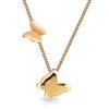 Stainless Steel Double Layer Frosted Butterfly Necklace