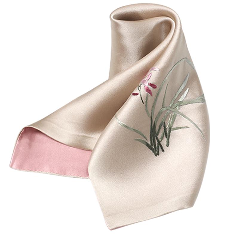 

Сучжоуская вышивка шелковый платок с орхидеями