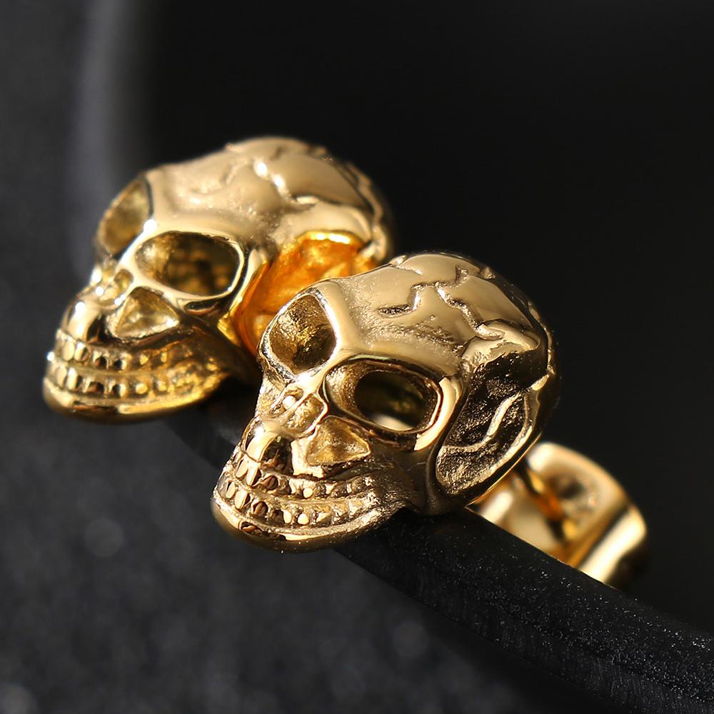 Solid Stainless Steel Women's Earrings Woman Man Punk Rock Skeleton Jewelry Accessory Gothic Skull Head Stud Earrings for Men